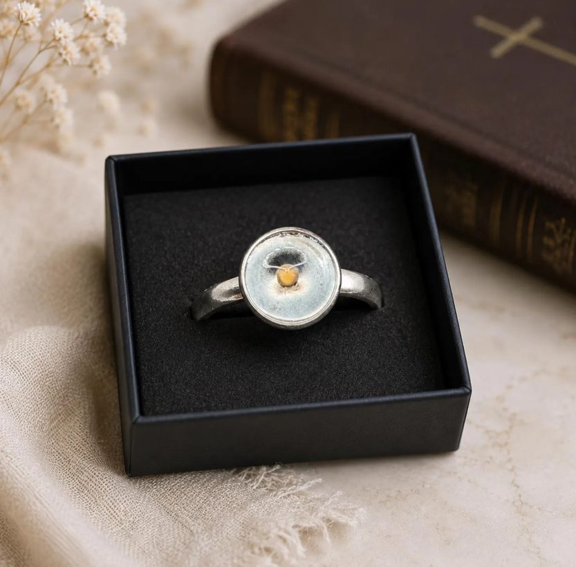 Mustard Seed Stainless Steel Adjustable Ring - Image 2