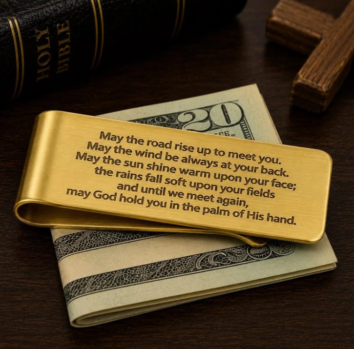 Goldtone Irish Blessing Money Clip