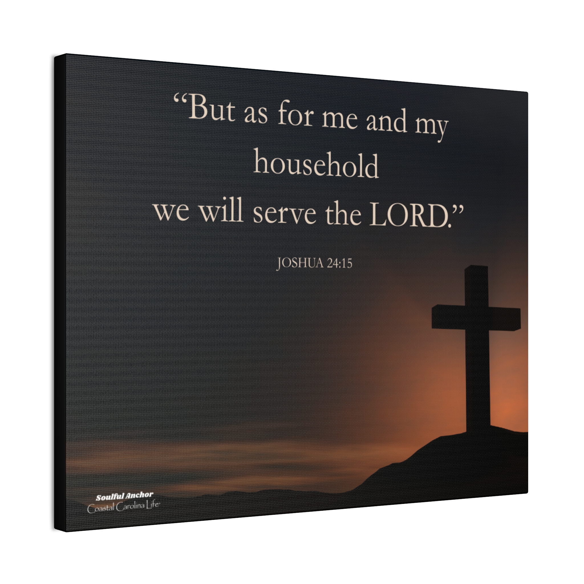 Joshua 24:15 Art – Canvas Wall Display with Cross Silhouette - Image 2