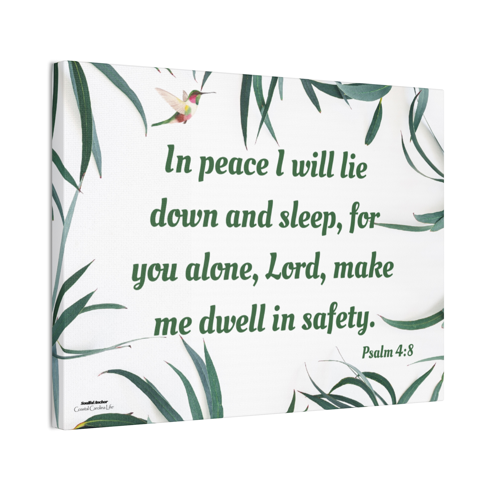 Scripture Wall Art – Peaceful Bedroom Canvas with Psalm 4:8 Sleep Prayer - Image 2