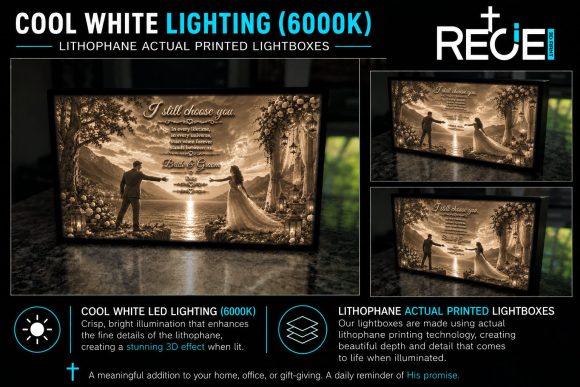 Personalized Wedding Lithophane Light Box | Custom Bride & Groom LED Light | Anniversary Gift | Wedding Keepsake | Romantic Christian Decor