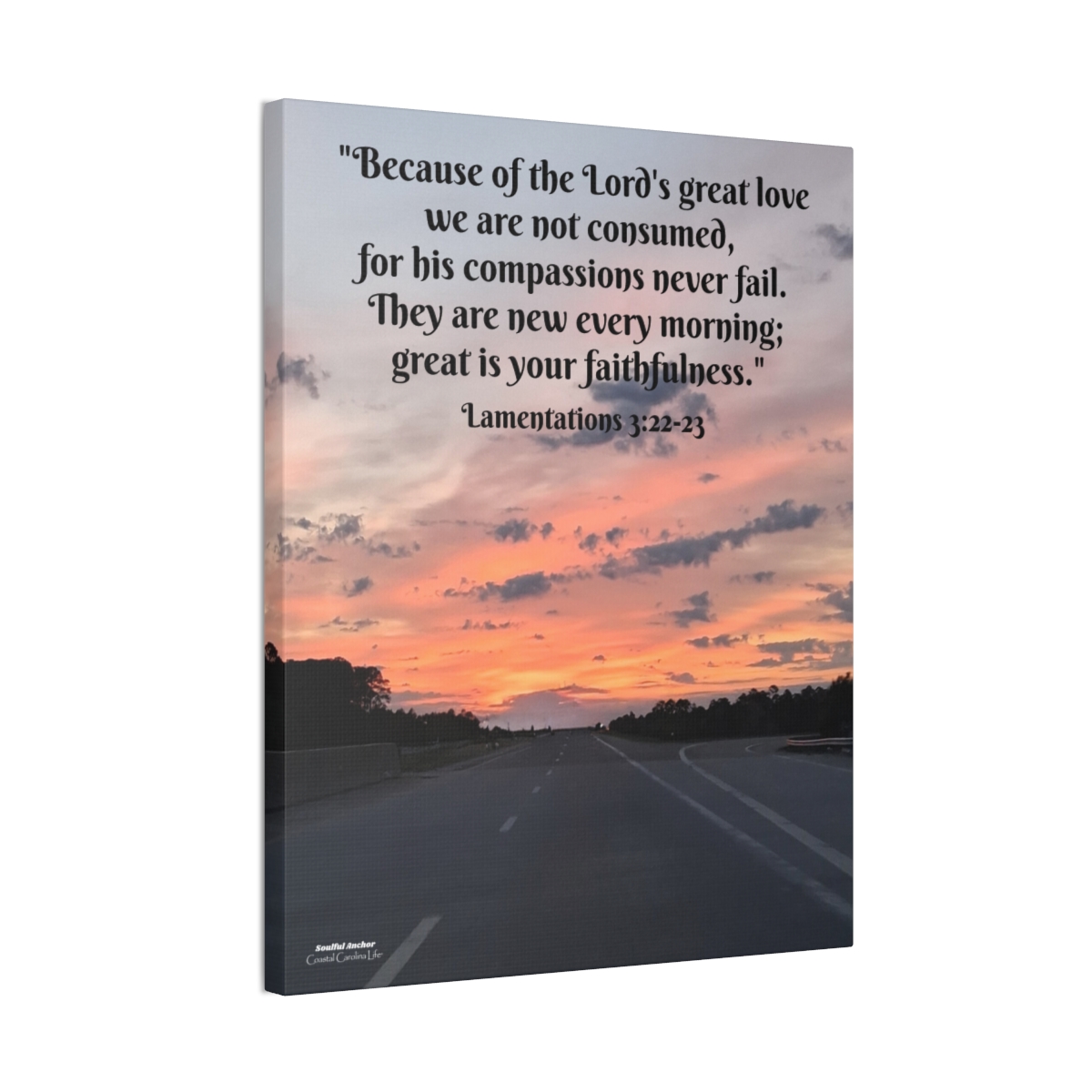 Scripture Wall Art – Lamentations 3:22-23 Sunrise Canvas Print - Image 2