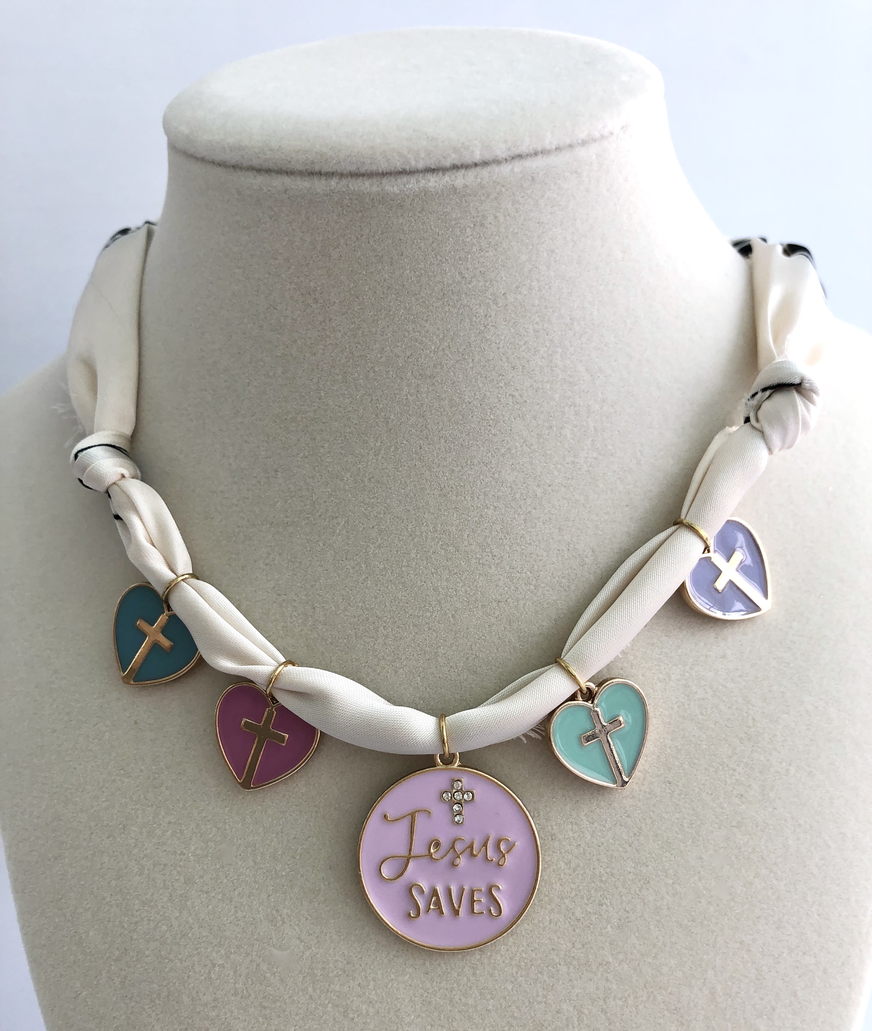 Jesus Saves Bandana Charm Necklace - Image 3