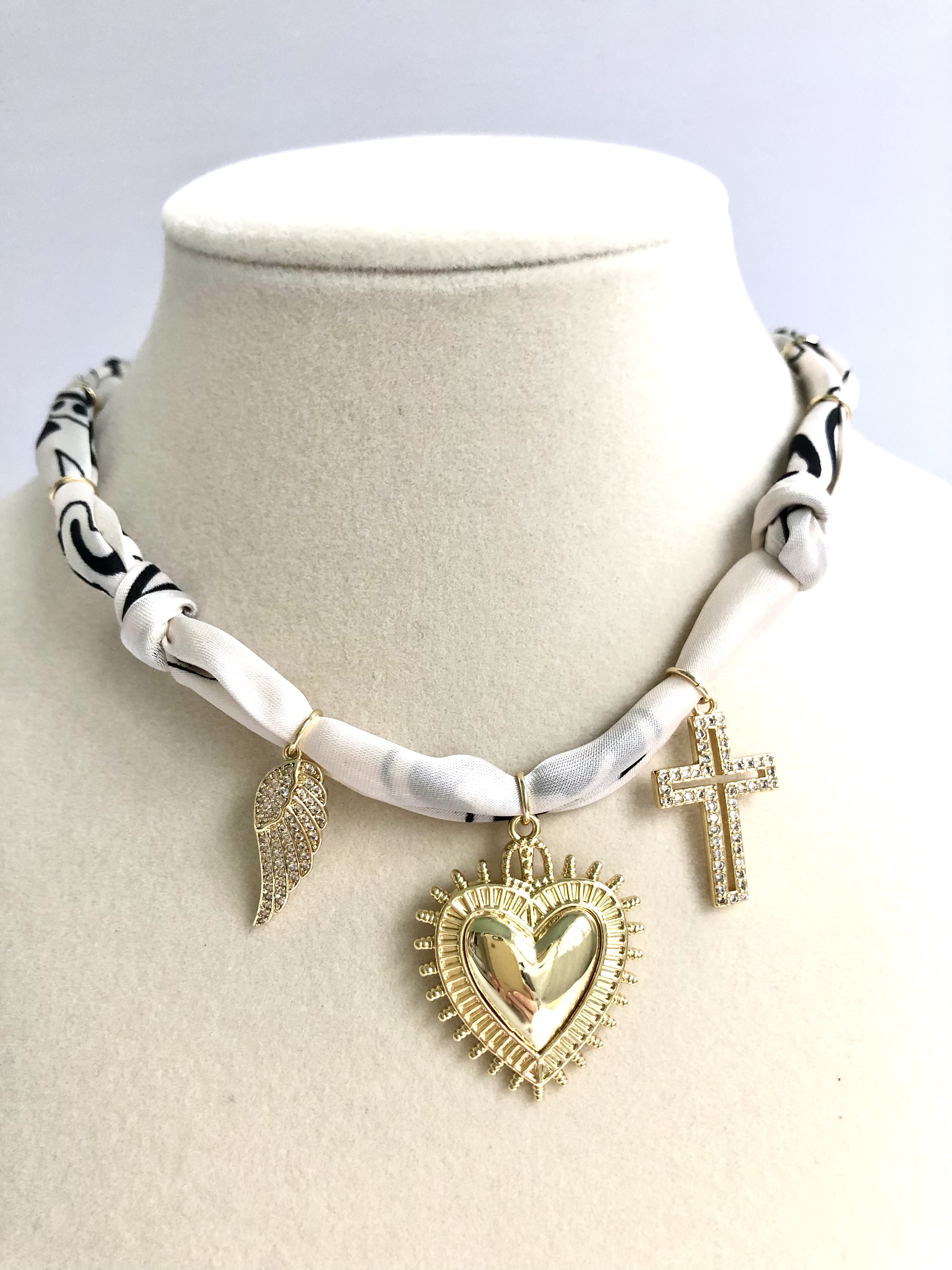 Under His Wings Bandana Charm Necklace