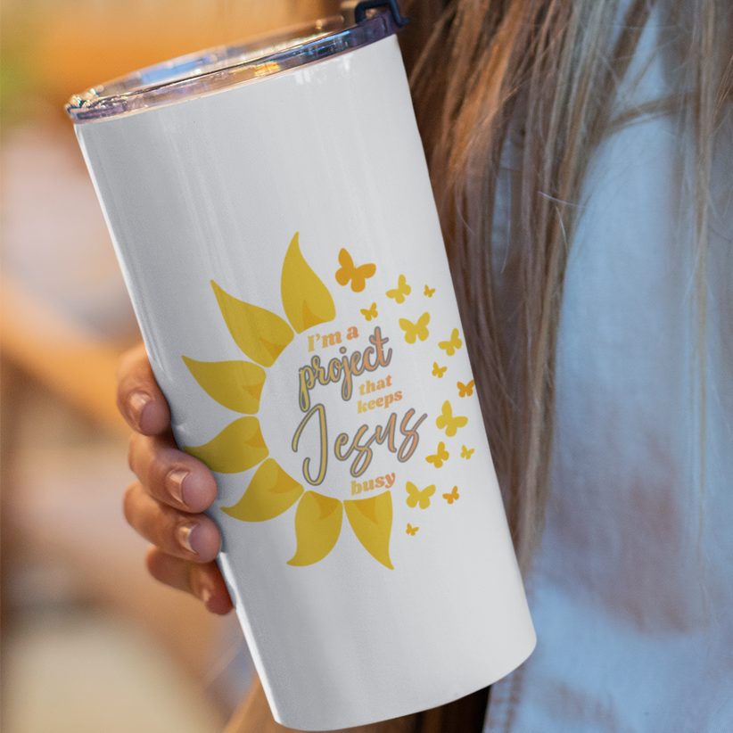 Christian Tumbler Women – 20oz Sunflower Faith Insulated Cup