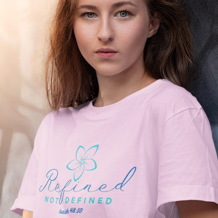 Christian T Shirt – Soft Breathable Cotton Isaiah 48:10 Faith Statement
