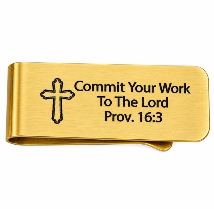Commit Your Work To The Lord Goldtone Money Clip - Image 2