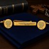 Mustard Seed Faith Goldtone Tie Clip Cuff Link Set