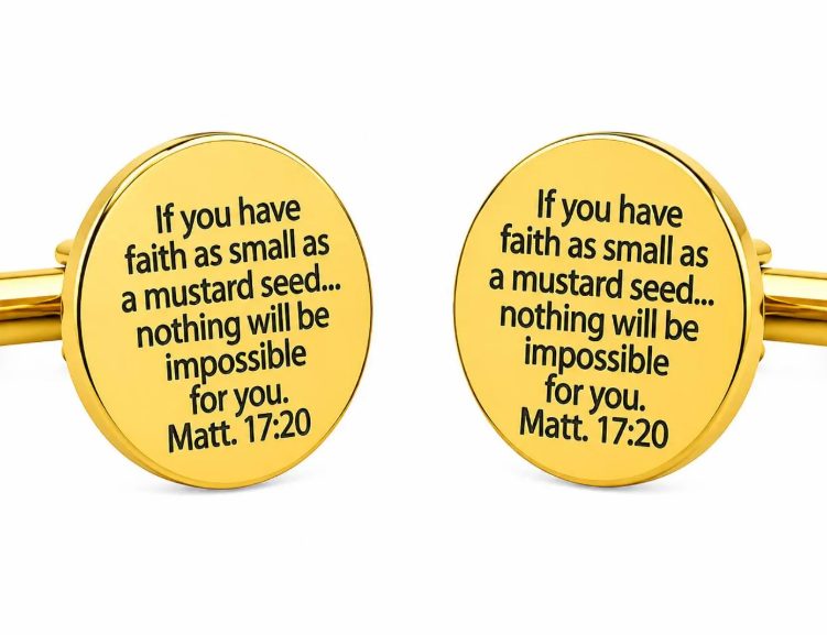 Mustard Seed Scripture Goldtone Cuff Links - Image 2