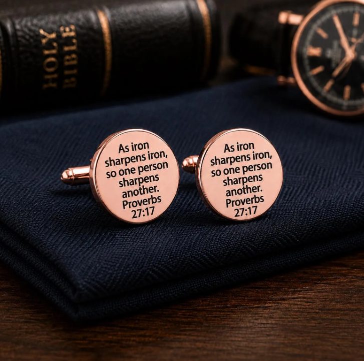 Iron Sharpens Iron Rose Goldtone 20mm Cuff Links