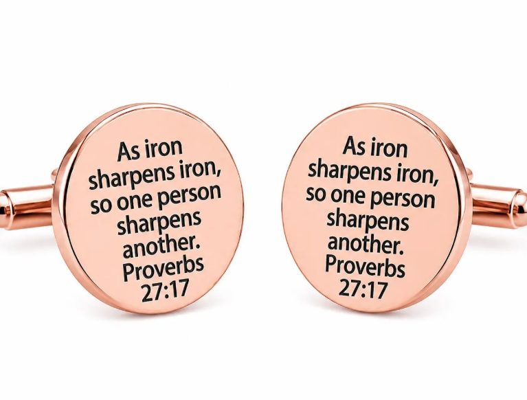 Iron Sharpens Iron Rose Goldtone 20mm Cuff Links - Image 2