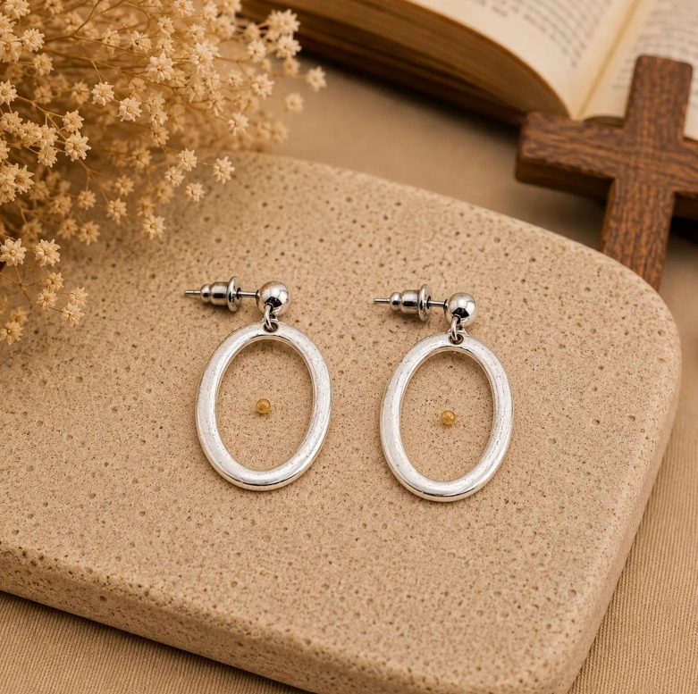 Mustard Seed Open Oval Faith Earrings