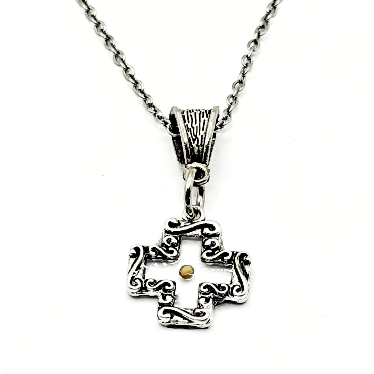 Mustard Seed Open Cross Necklace - Image 3