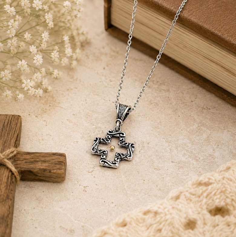 Mustard Seed Open Cross Necklace