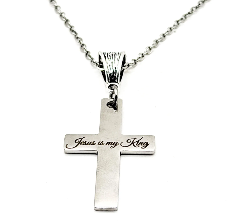 Jesus Is My King Cross Necklace - Image 2