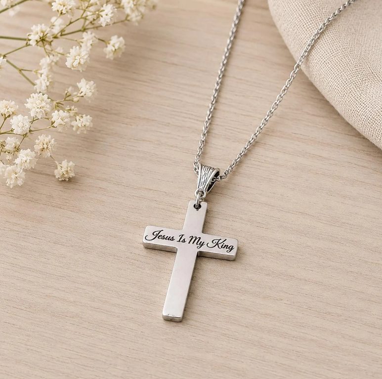 Jesus Is My King Cross Necklace