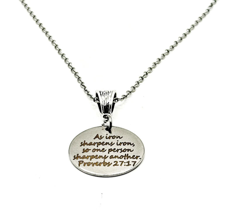 Iron Sharpens Iron Proverbs 27 17 Necklace - Image 3