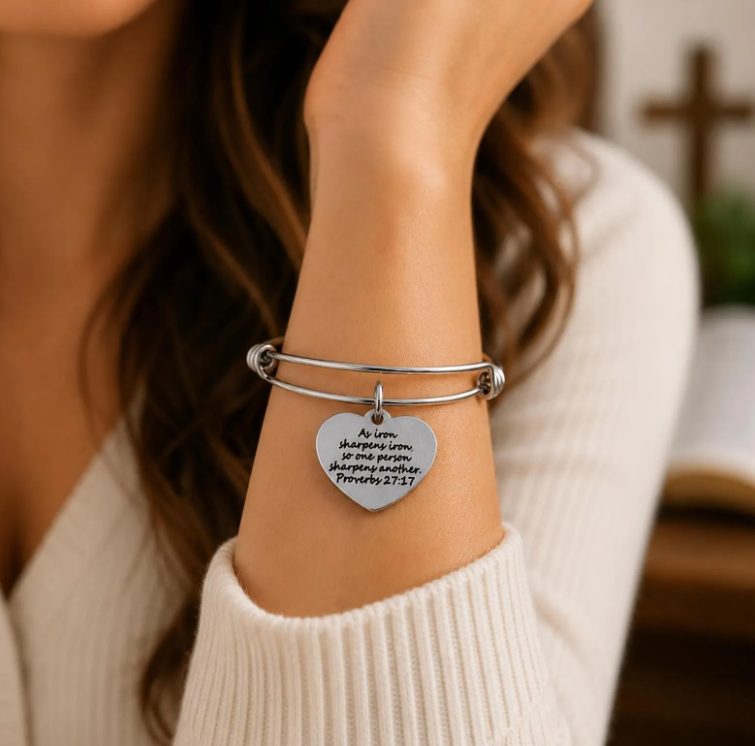 Iron Sharpens Iron Heart Charm Bracelet - Image 2