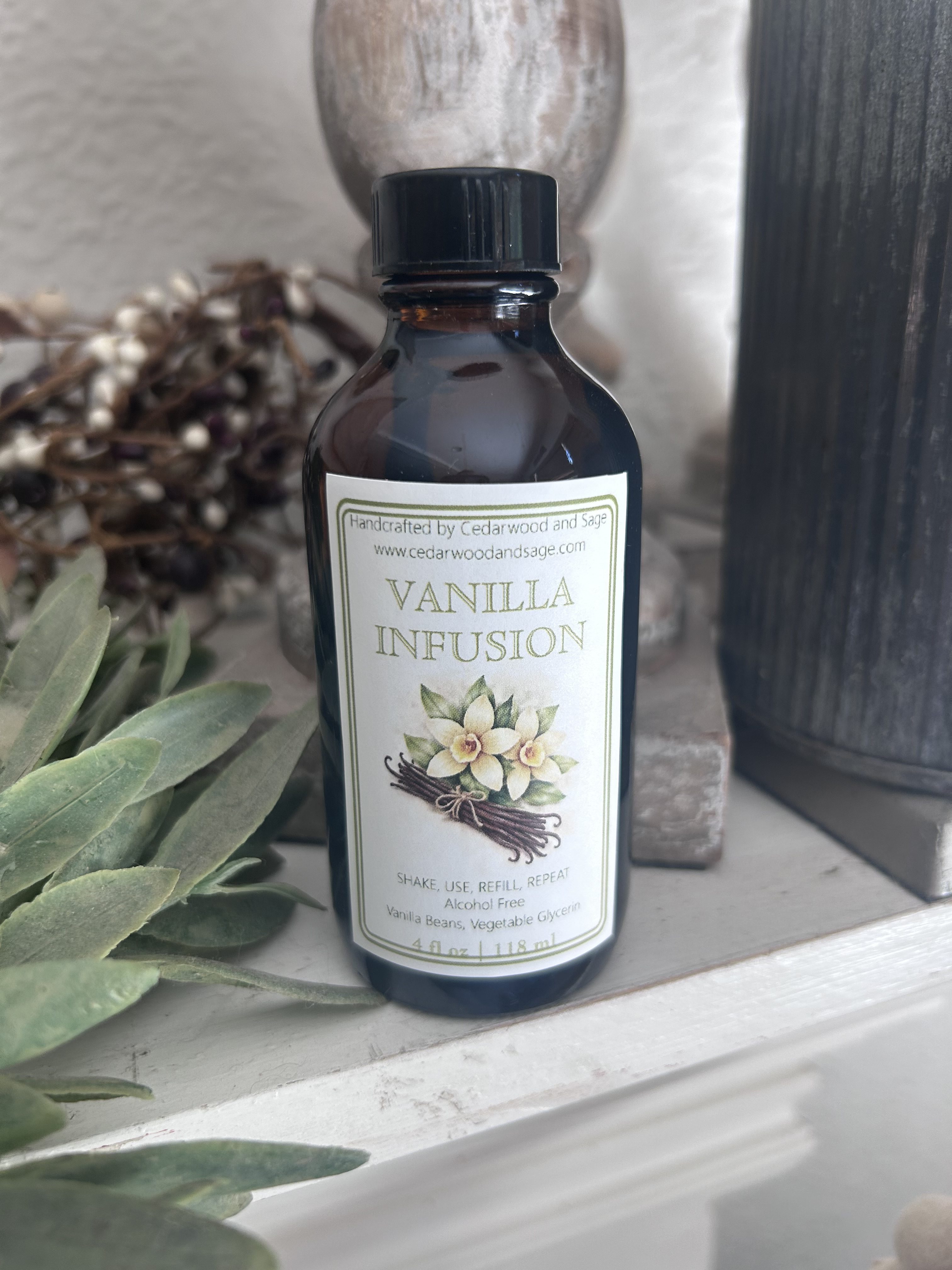 Cedarwood and Sage Handmade Organic Vanilla with Vanilla Beans