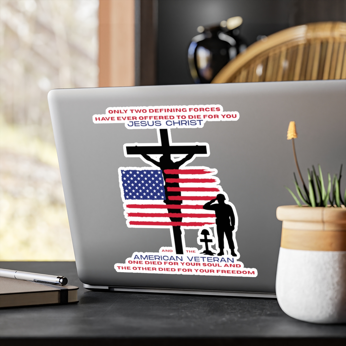 Christian Patriotic Decal – Veteran Memorial Faith and Freedom Vinyl Sticker - Image 2