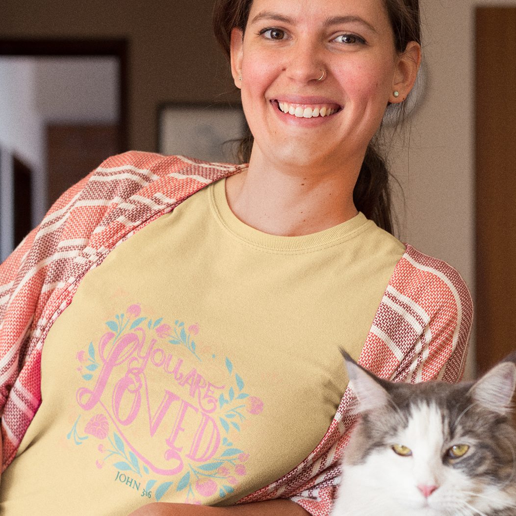 You Are Loved Shirt – Soft Cotton Faithbased Tee with Floral Design