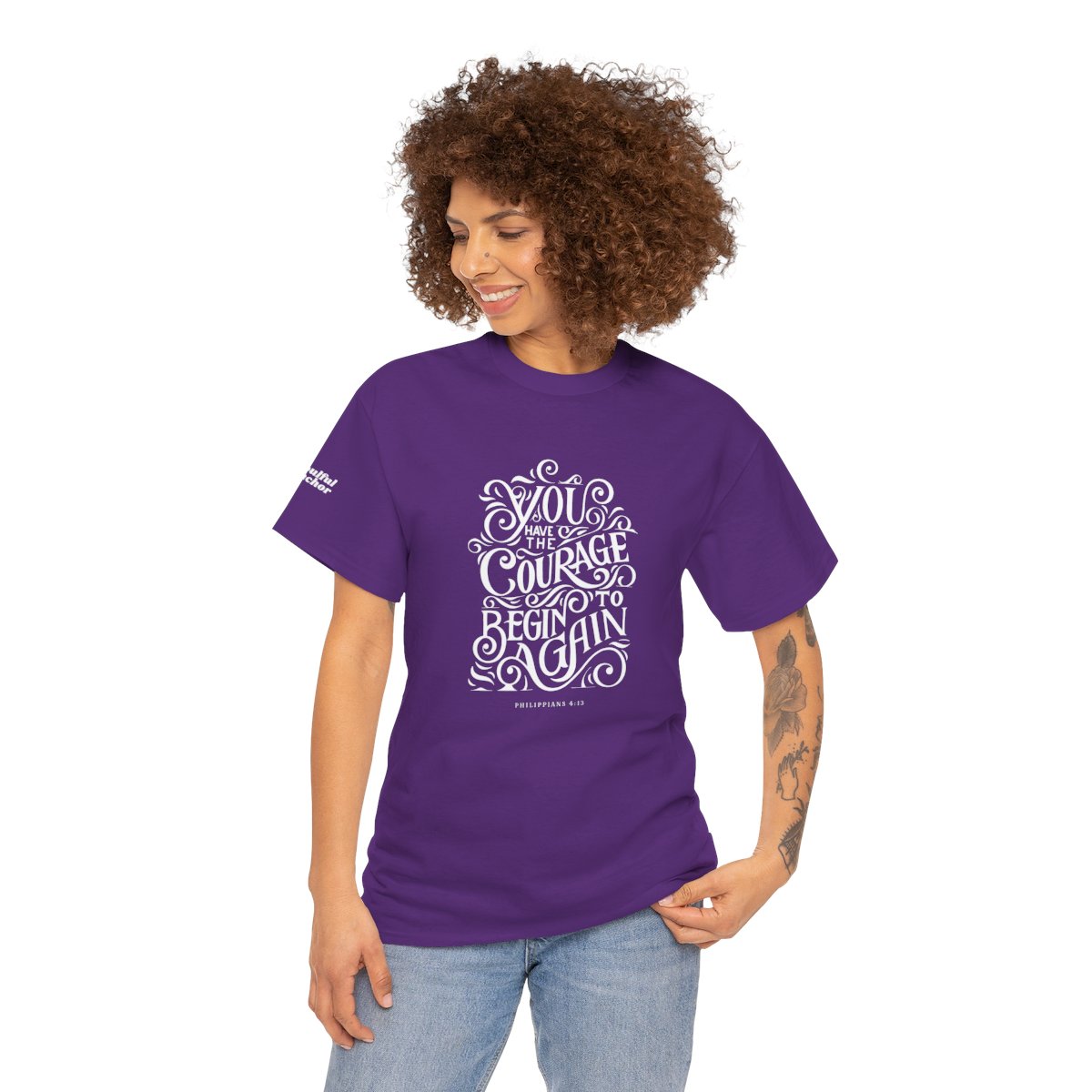 Christian Inspirational Shirt – Courage to Begin Again Philippians 4:13 - Image 15