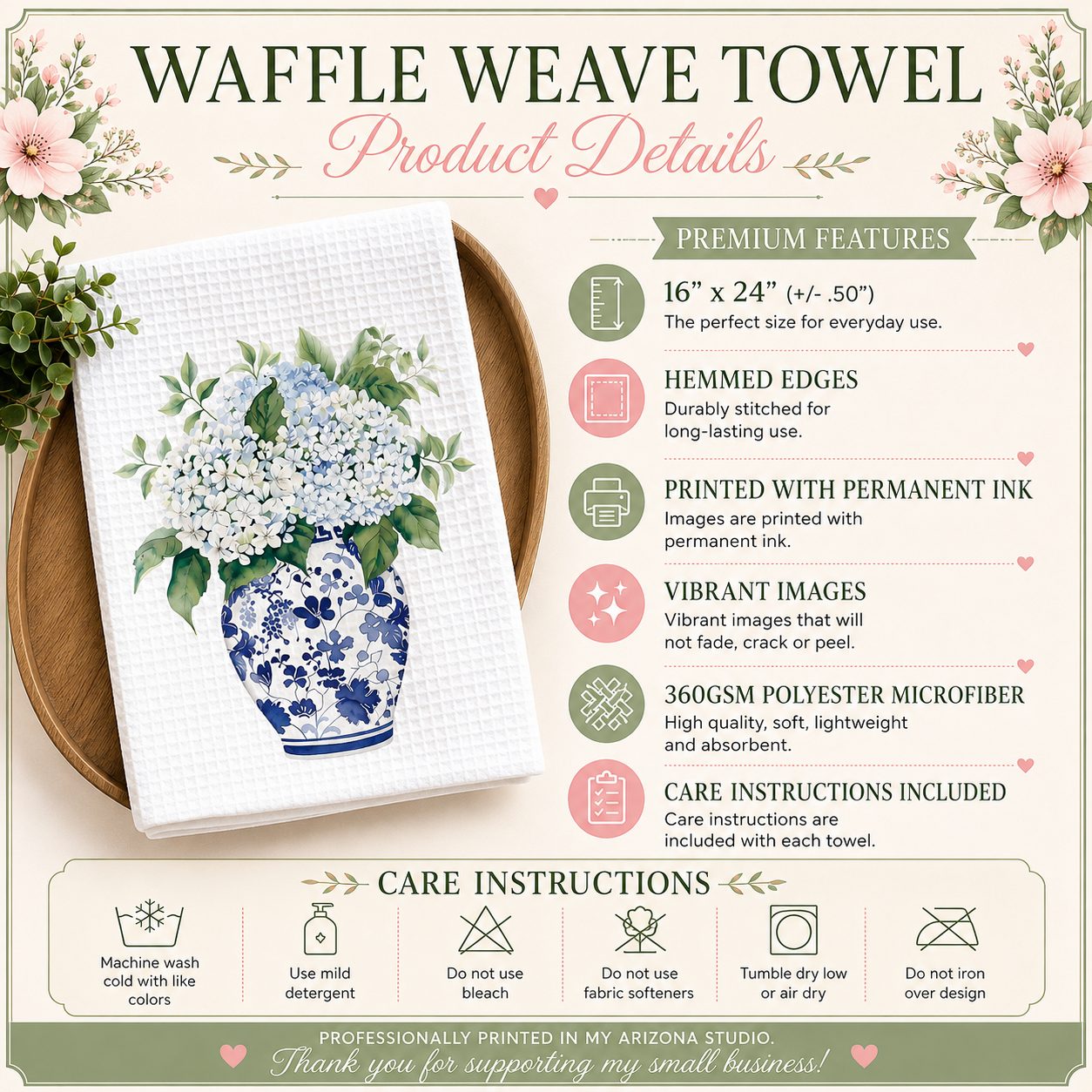 Gather With Grateful Hearts Fall Kitchen Tea Towel: Fall Decor Gift - Image 2