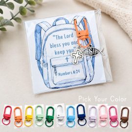 Christian Backpack Clip on prayer card