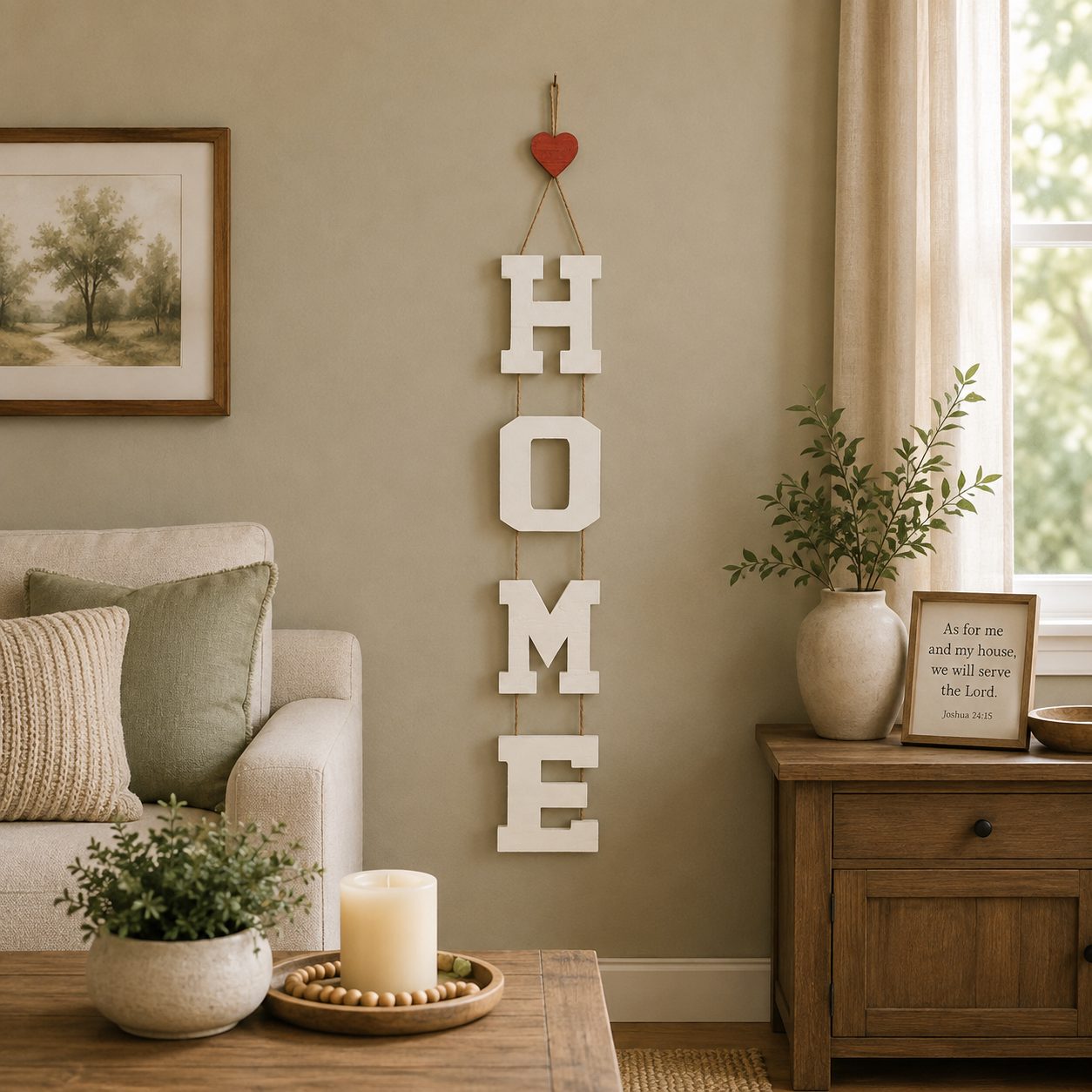 HOME Wooden Wall Hanging with Heart | Christian Home Decor
