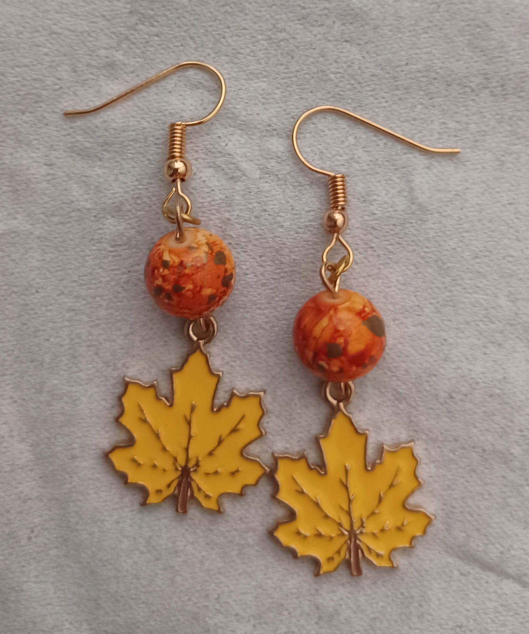 Marble & Yellow Maple Dangle Earrings