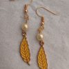 Pearl & Yellow Oak Dangle Earrings
