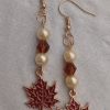 Pearl & Maroon Maple Dangle Earrings