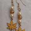 Pearl & Yellow Maple Dangle Earrings