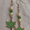 Pearl & Green Maple Dangle Earrings