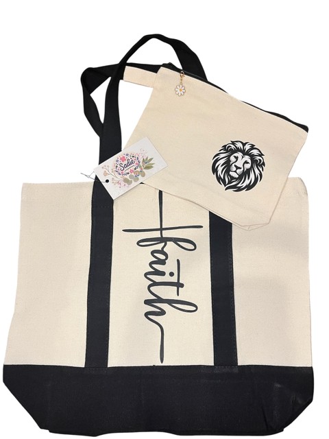 Faith-inspired Tote Bag and Pouch Set (D) - Image 3