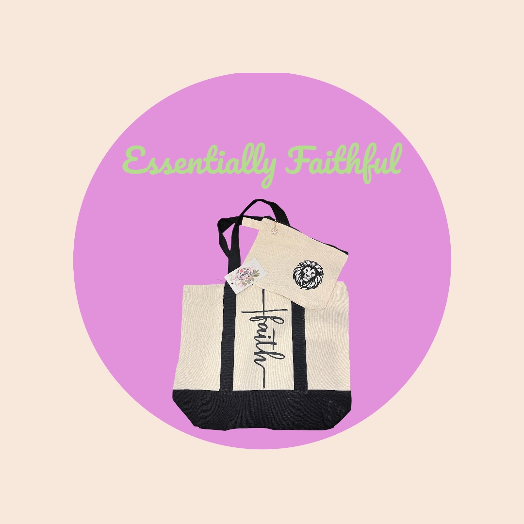 Faith-inspired Tote Bag and Pouch Set (D)