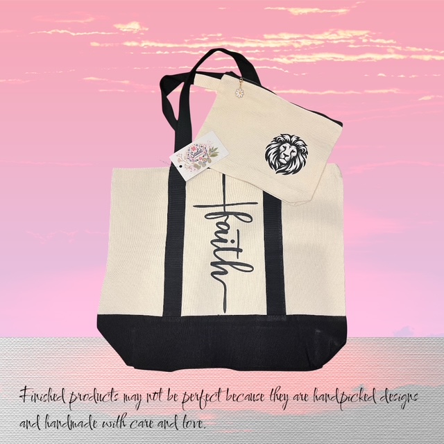 Faith-inspired Tote Bag and Pouch Set (D) - Image 2