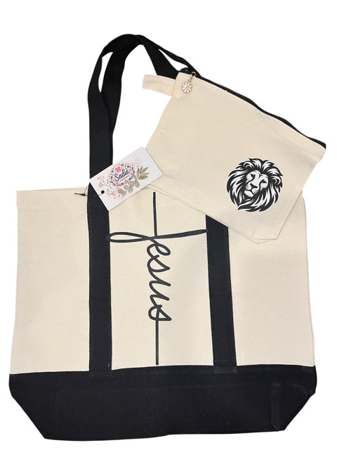 Faith-inspired Tote Bag and Pouch Set (E) - Image 3