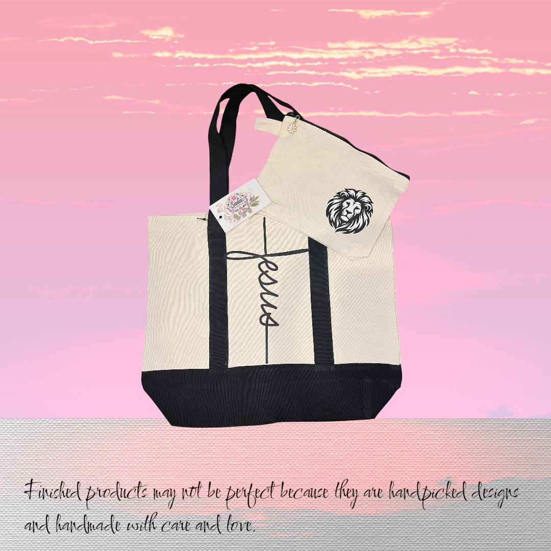 Faith-inspired Tote Bag and Pouch Set (E) - Image 2