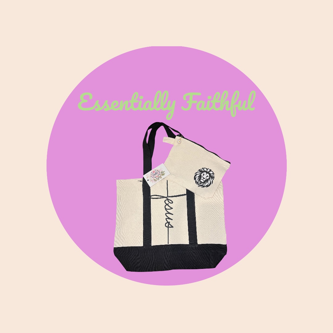 Faith-inspired Tote Bag and Pouch Set (E)