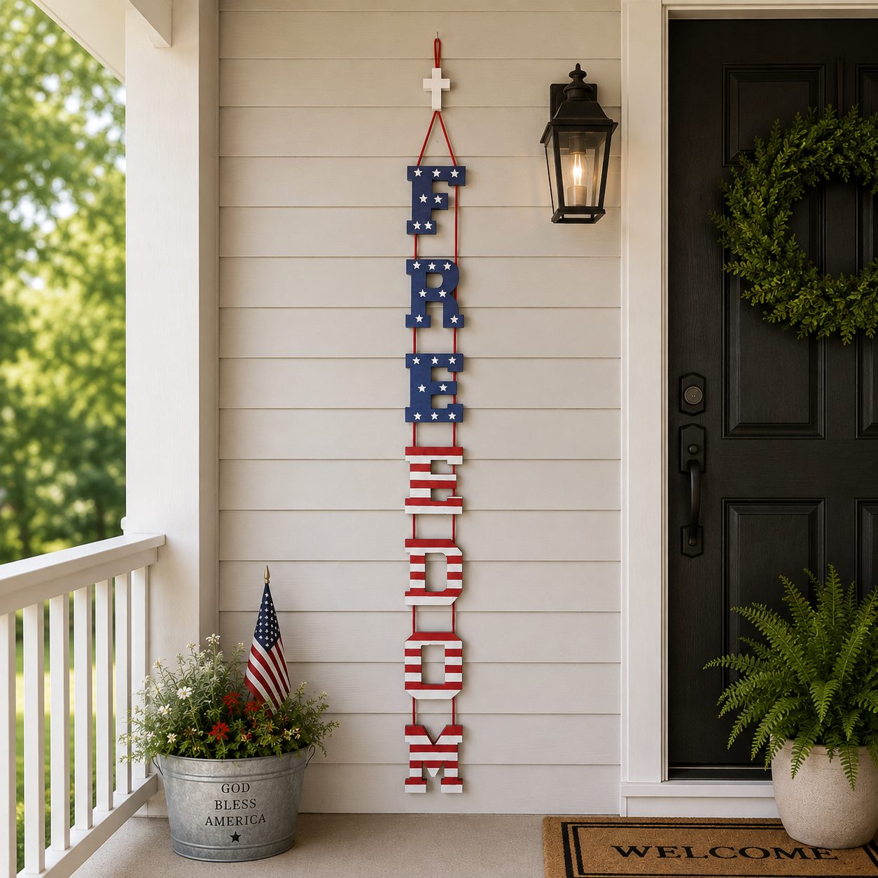 FREEDOM Wooden Wall Hanging | Patriotic Christian Home Decor