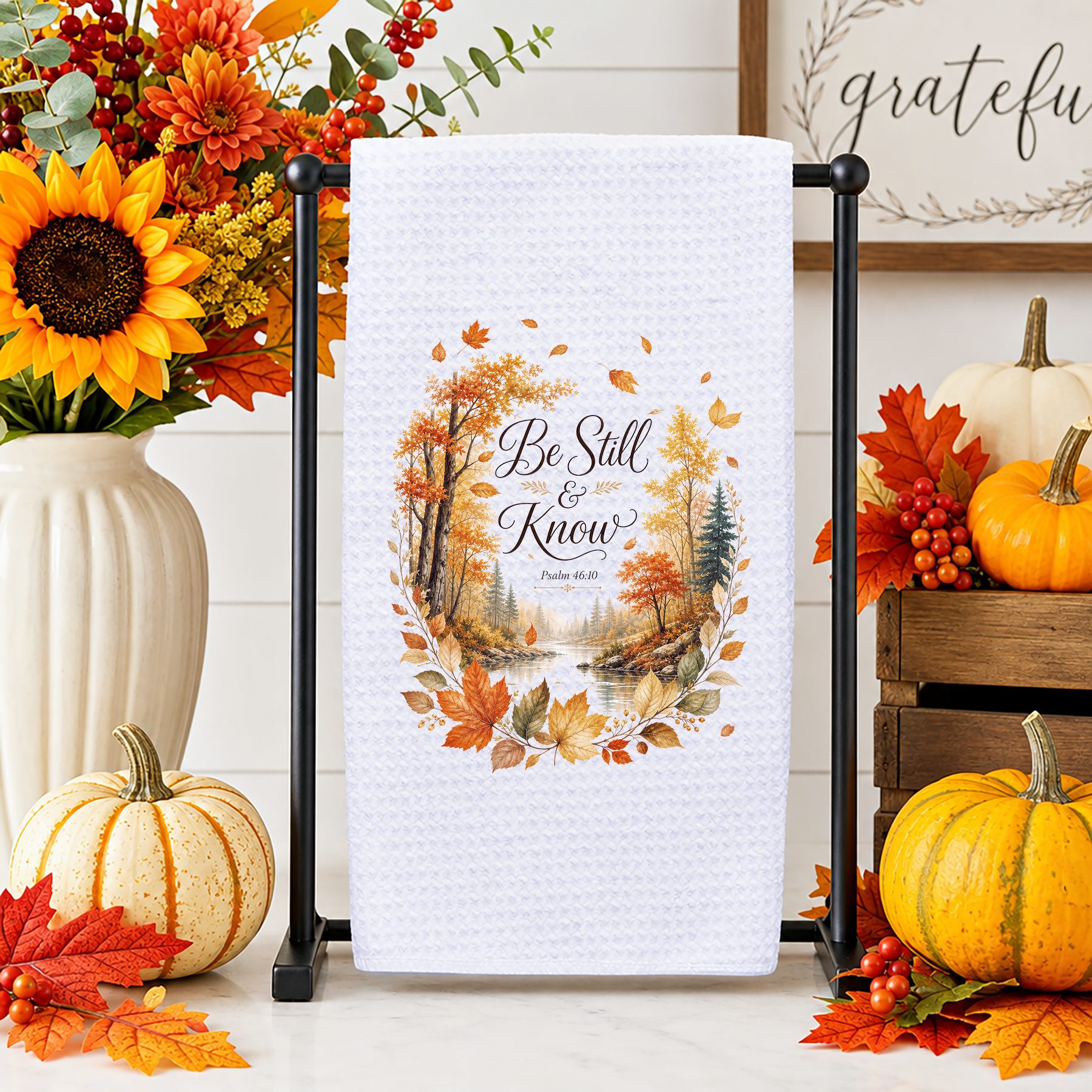 The Lord Is My Shepherd Waffle Weave Kitchen Towel: Fall Decor