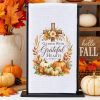 Gather With Grateful Hearts Fall Kitchen Tea Towel: Fall Decor Gift
