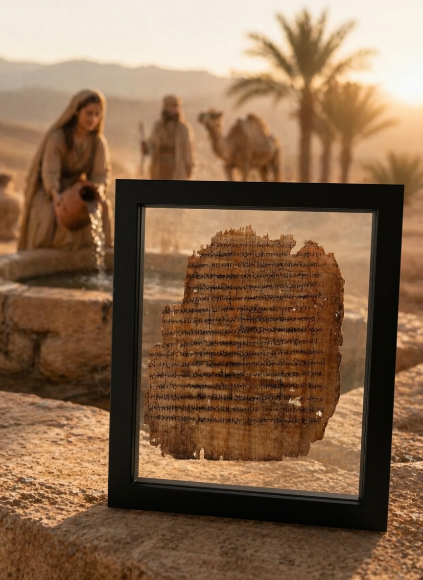 Rebekah at the Well Narrative | Genesis 24:31–47 Papyrus | Master-crafted Replica