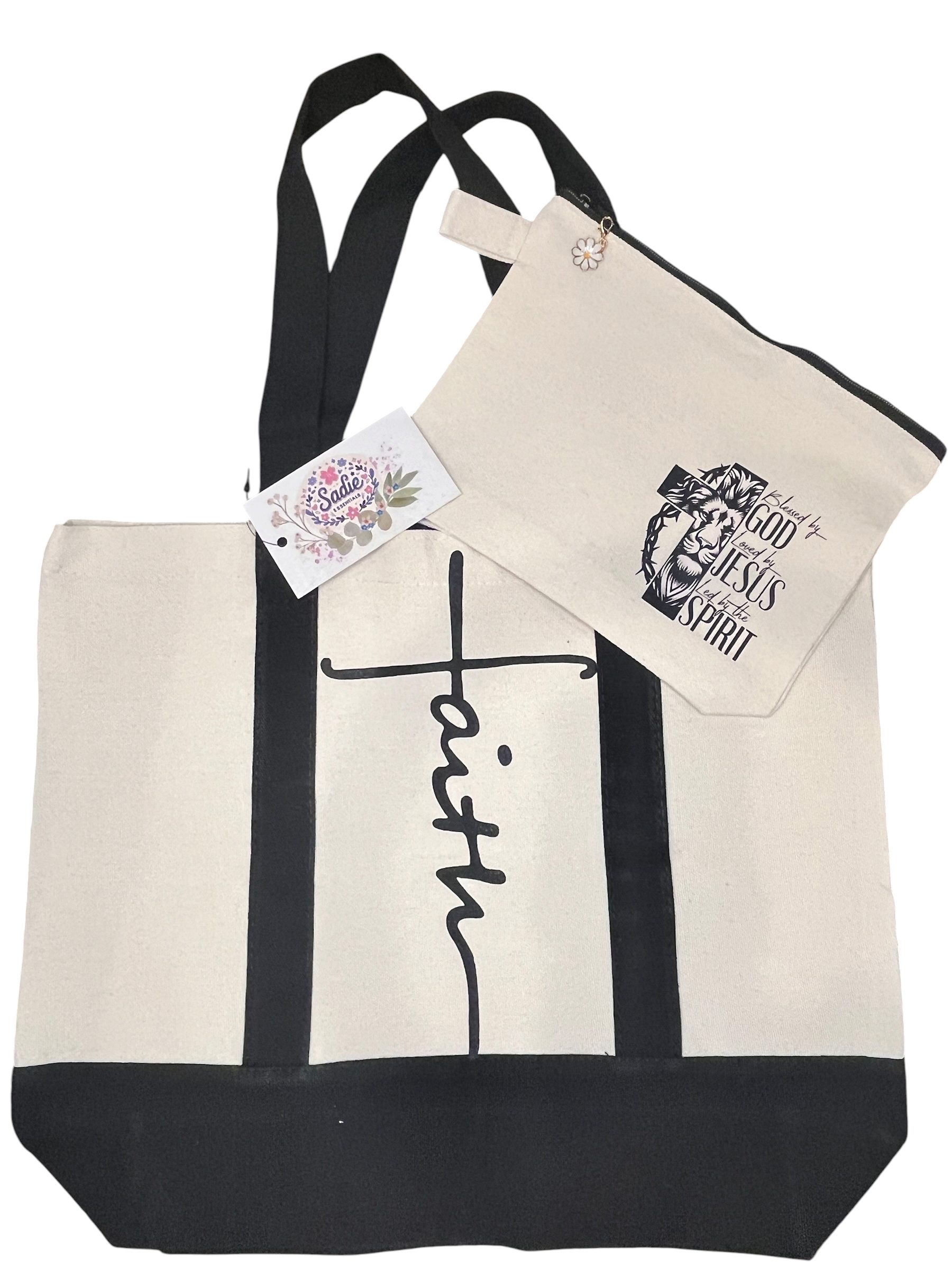 Faith-inspired Tote Bag and Pouch Set (A) - Image 3