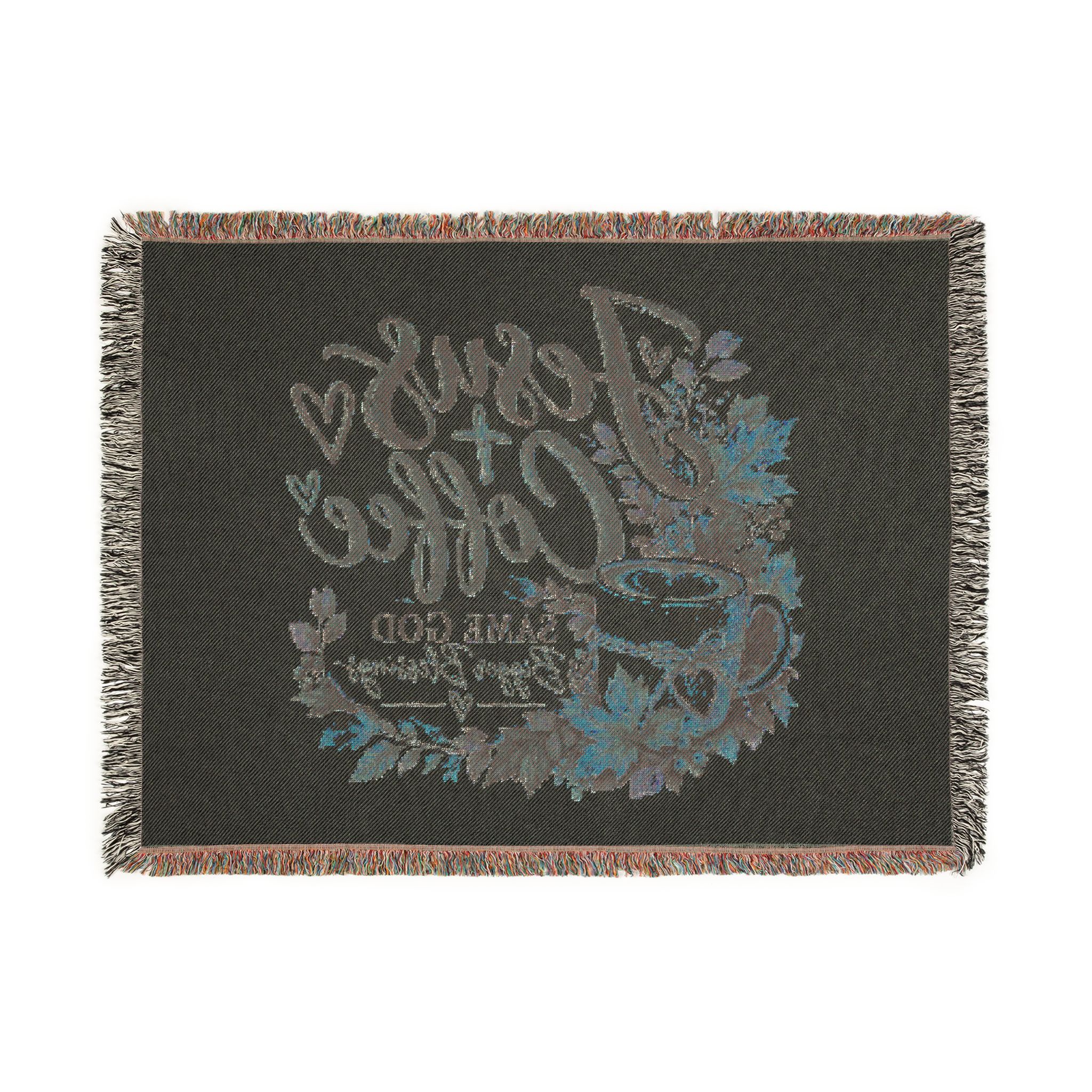 Personalized Jesus + Coffee “Same God, Bigger Blessings” Woven Blanket - Image 4