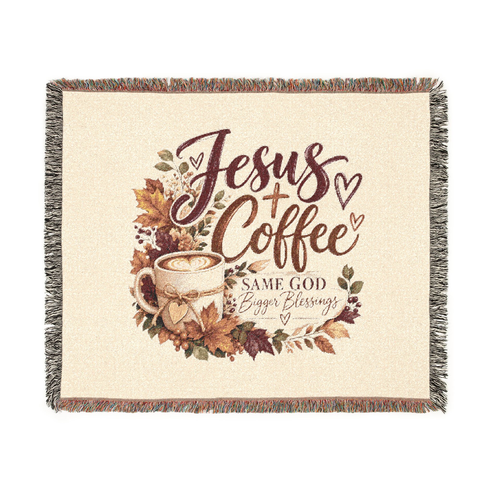 Personalized Jesus + Coffee “Same God, Bigger Blessings” Woven Blanket - Image 14