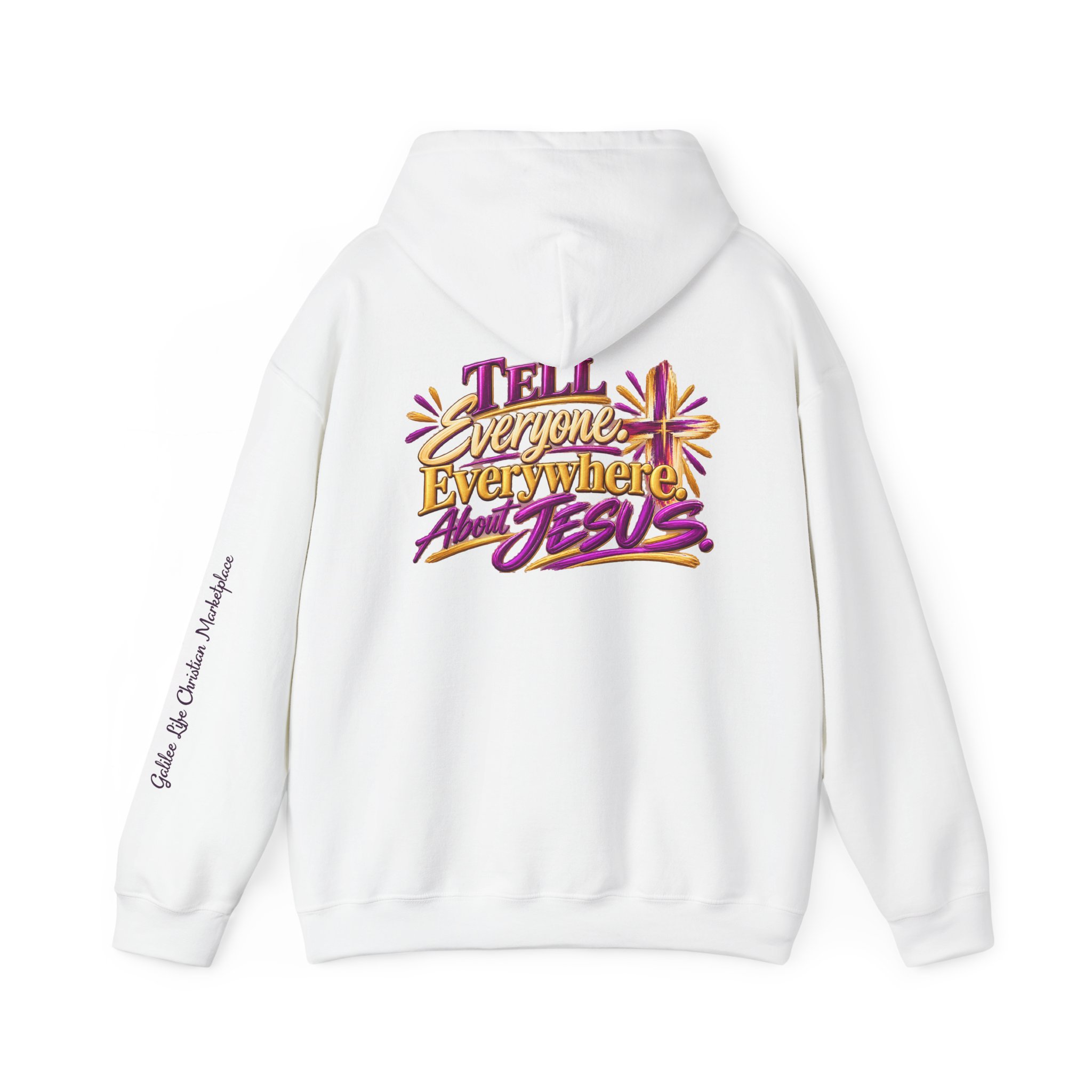 Personalized Tell Everyone. Everywhere. About Jesus. Unisex Heavy Blend™ Hooded Sweatshirt - Image 6