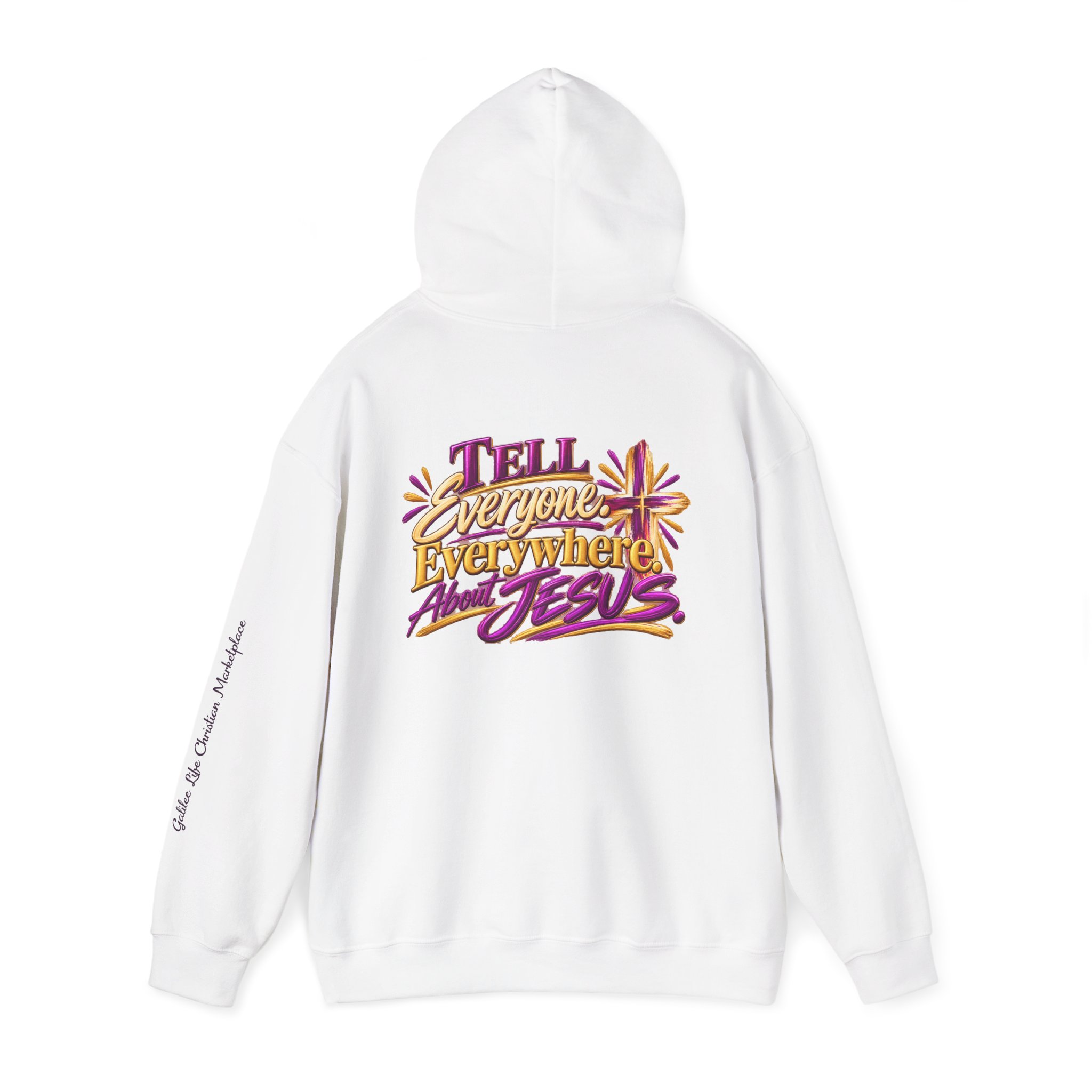 Personalized Tell Everyone. Everywhere. About Jesus. Unisex Heavy Blend™ Hooded Sweatshirt - Image 7