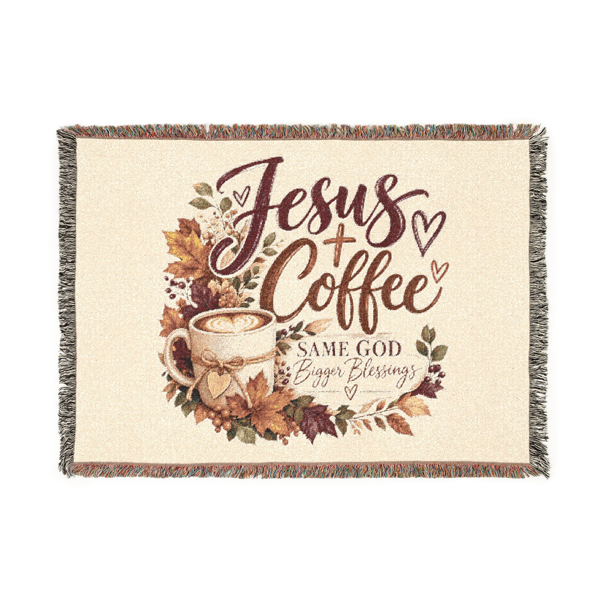 Personalized Jesus + Coffee “Same God, Bigger Blessings” Woven Blanket - Image 10
